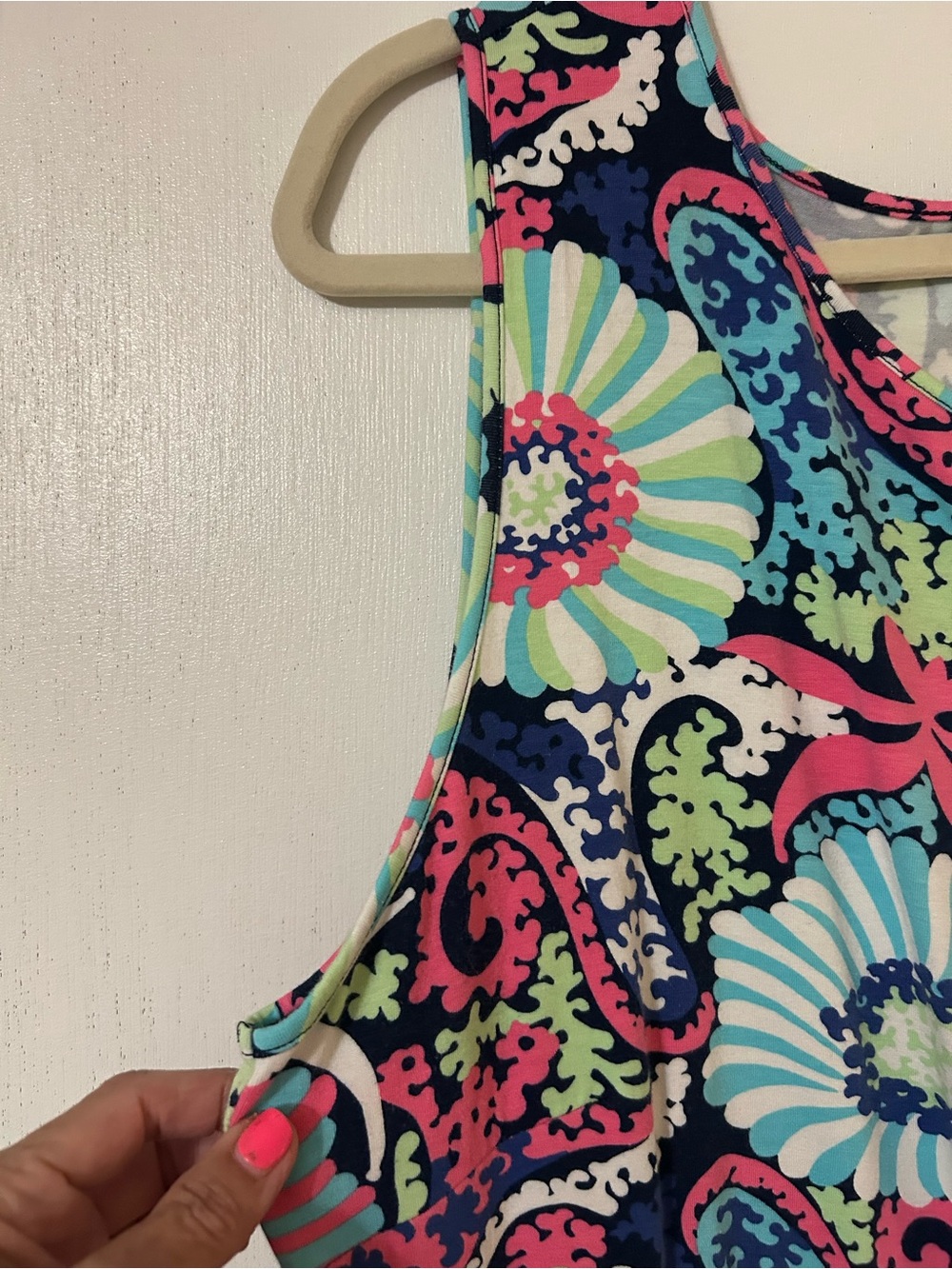 Talbots Sleeveless Maxi Dress in Navy, Aqua, Pink and Lime Floral - Picture 5 of 6